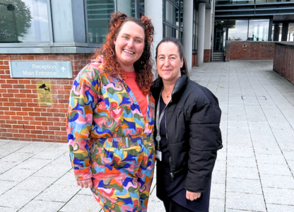 Adi, Industry Placement Manager at Barnet and Southgate College and Lizzie - a representative of the Mason Foundation