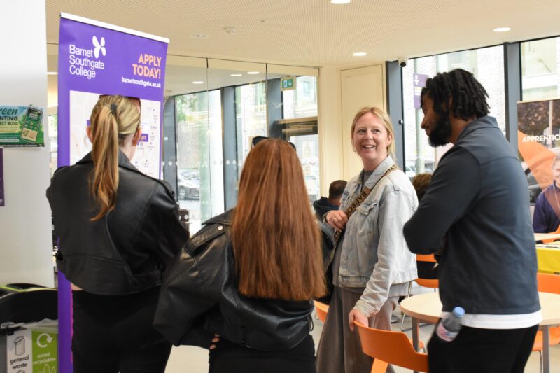 school leavers and parents at Open Event